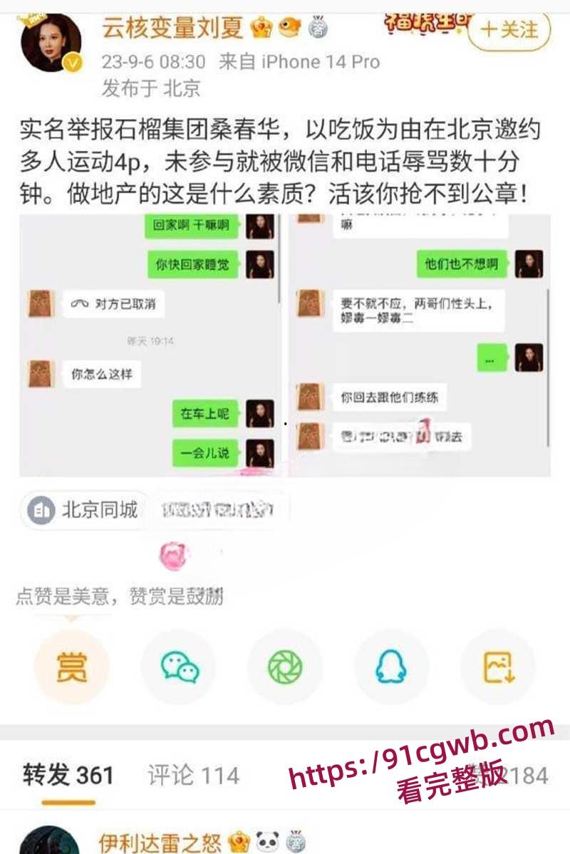 云核变量集团CEO刘夏 实名举报北京石榴集团桑春华 邀请她共玩4P 内幕曝光!-3