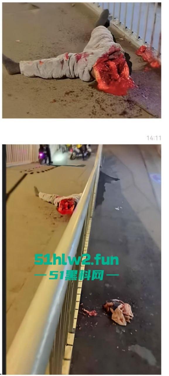 恐怖事件！武汉花园道icc天桥下惊现一具一分为二的碎尸，跳楼自杀撞到栏杆被拦腰切断。-10