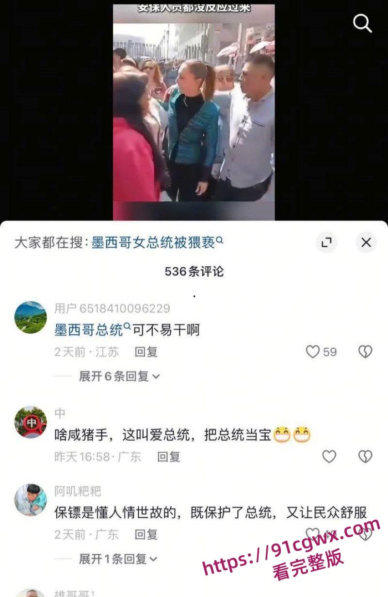 墨西哥女总统谢因鲍姆 街头遭醉汉咸猪手冷静推开求助保安扑救 事后怒告罪魁 摸胸抓奶视频流出炸翻全网！-4