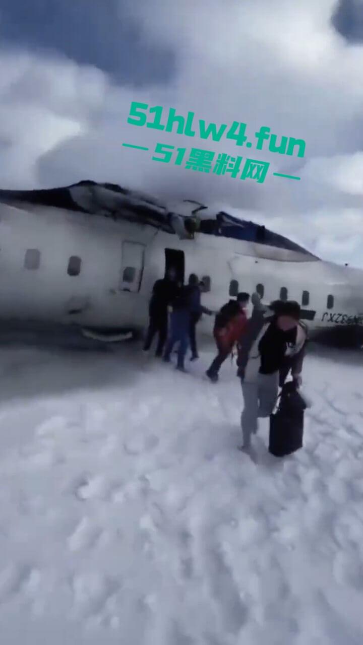 加拿大多伦多达美航空,一架客机因恶劣天气坠毁幸亏降落处厚厚一层积雪,80多名乘客成功撤离。-10
